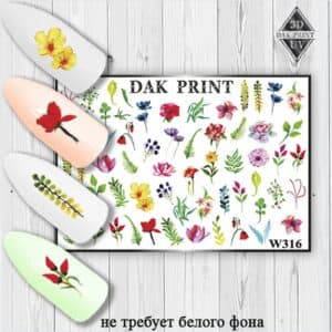Наклейки для ногтей слайдер дизайн  W 316