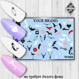 Наклейки для ногтей слайдер дизайн W 8