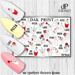 Наклейки для ногтей слайдер дизайн  W 964